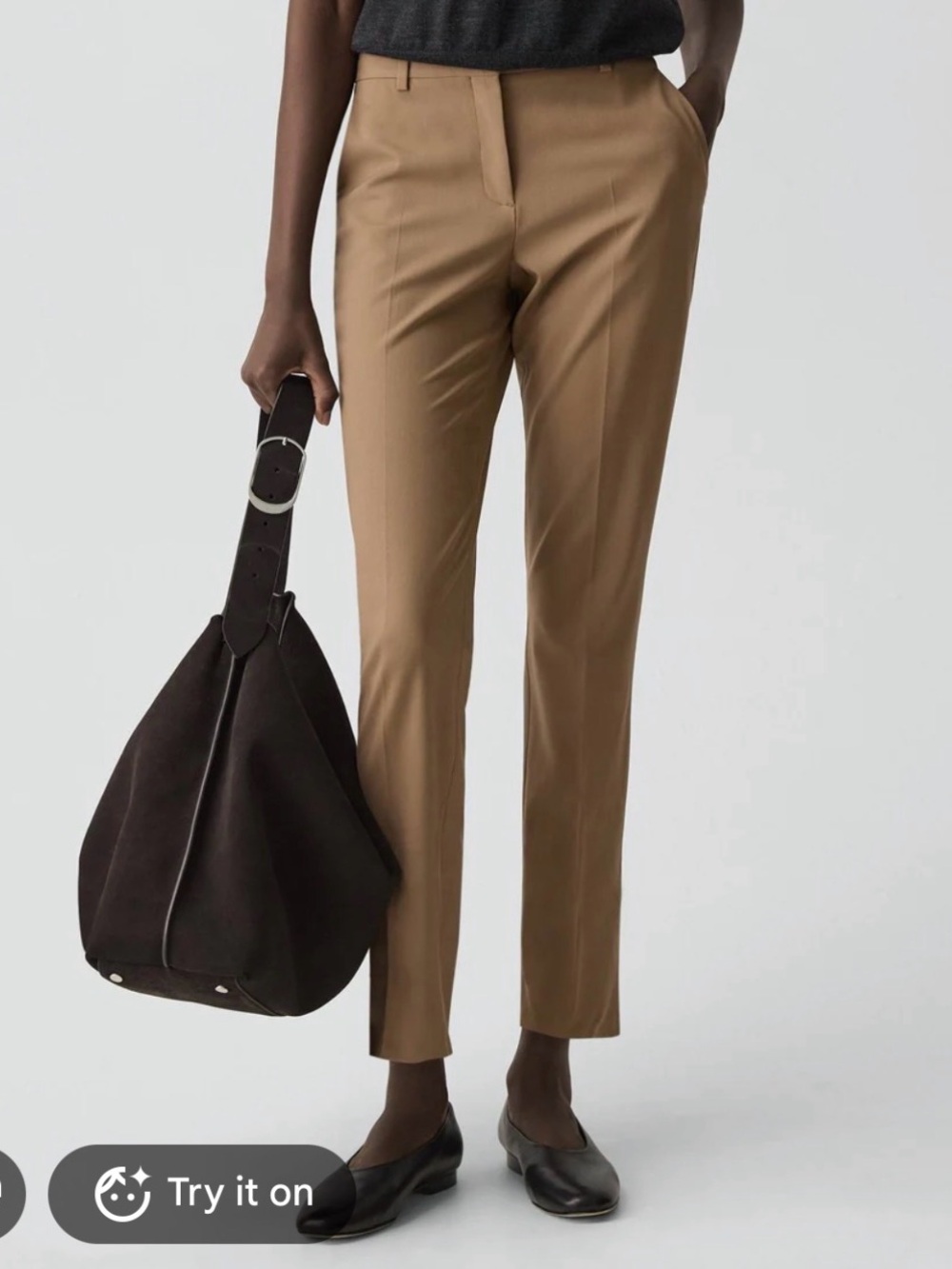 Theory Tan Straight-Leg Tailored Trousers